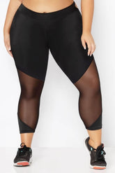 Microfiber Capri With Mesh Panels And Strappy Back Waistband - STM30152X by Seven Til Midnight